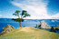 Остров Ольхон. Вид на священный мыс Бурхан со стороны поселка Хужир